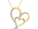 1/6 Carat (ctw) Diamond Double Heart Pendant Necklace in 10K Yellow Gold with Chain